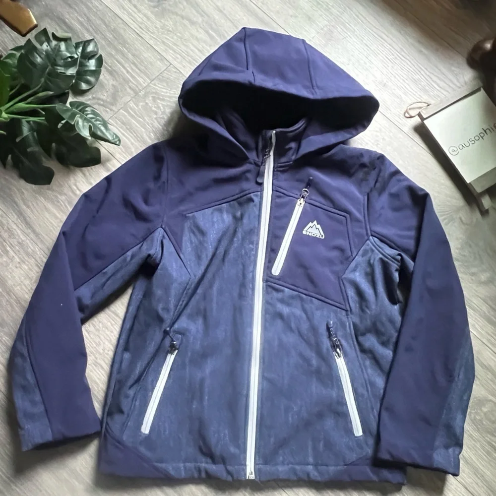 Snozu Full Zip Hooded Winter Jacket in Blue. Unisex kids. Size 10 / 12